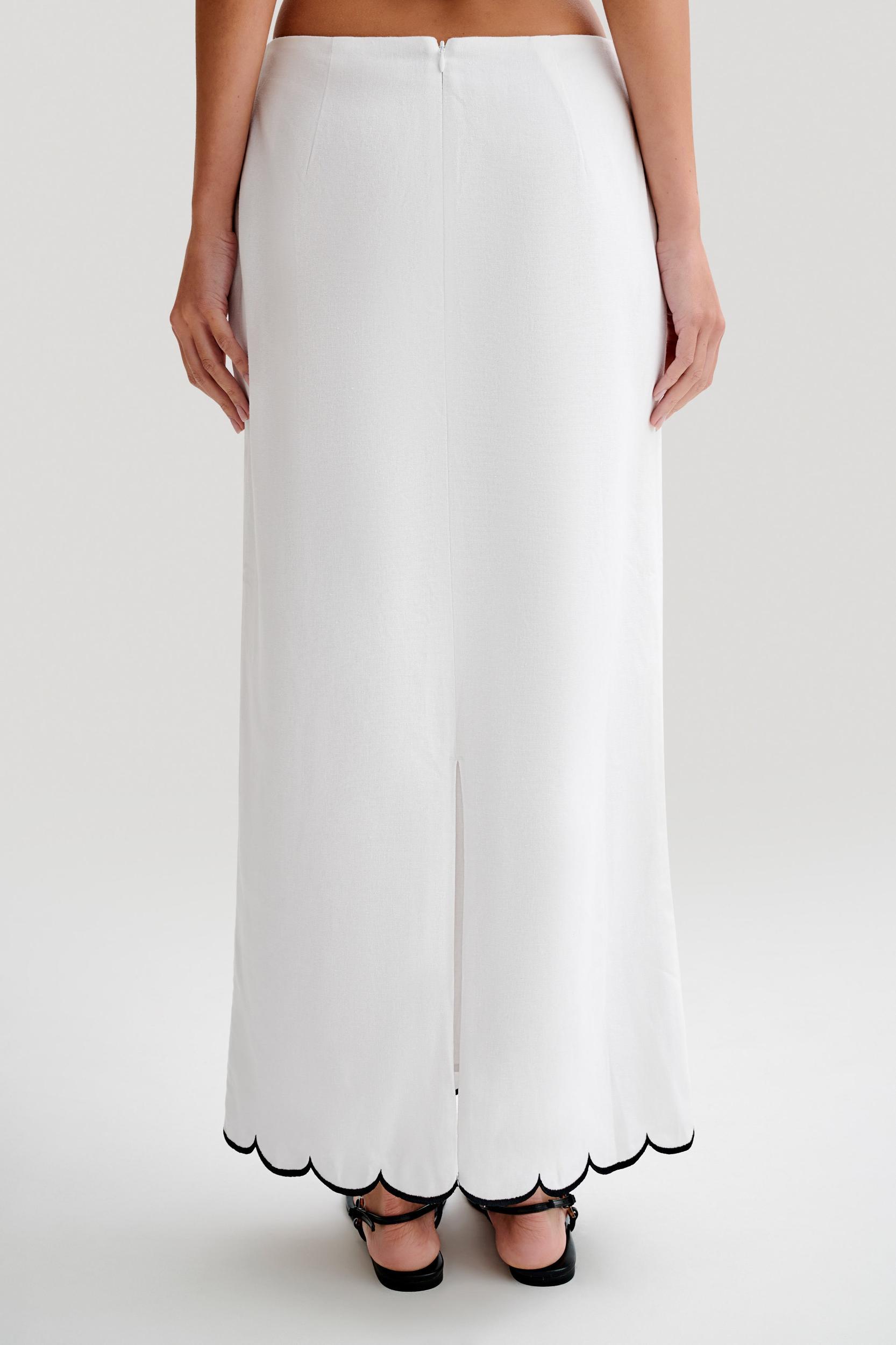 Alessio Scalloped Midi Skirt - Ivory Product Image
