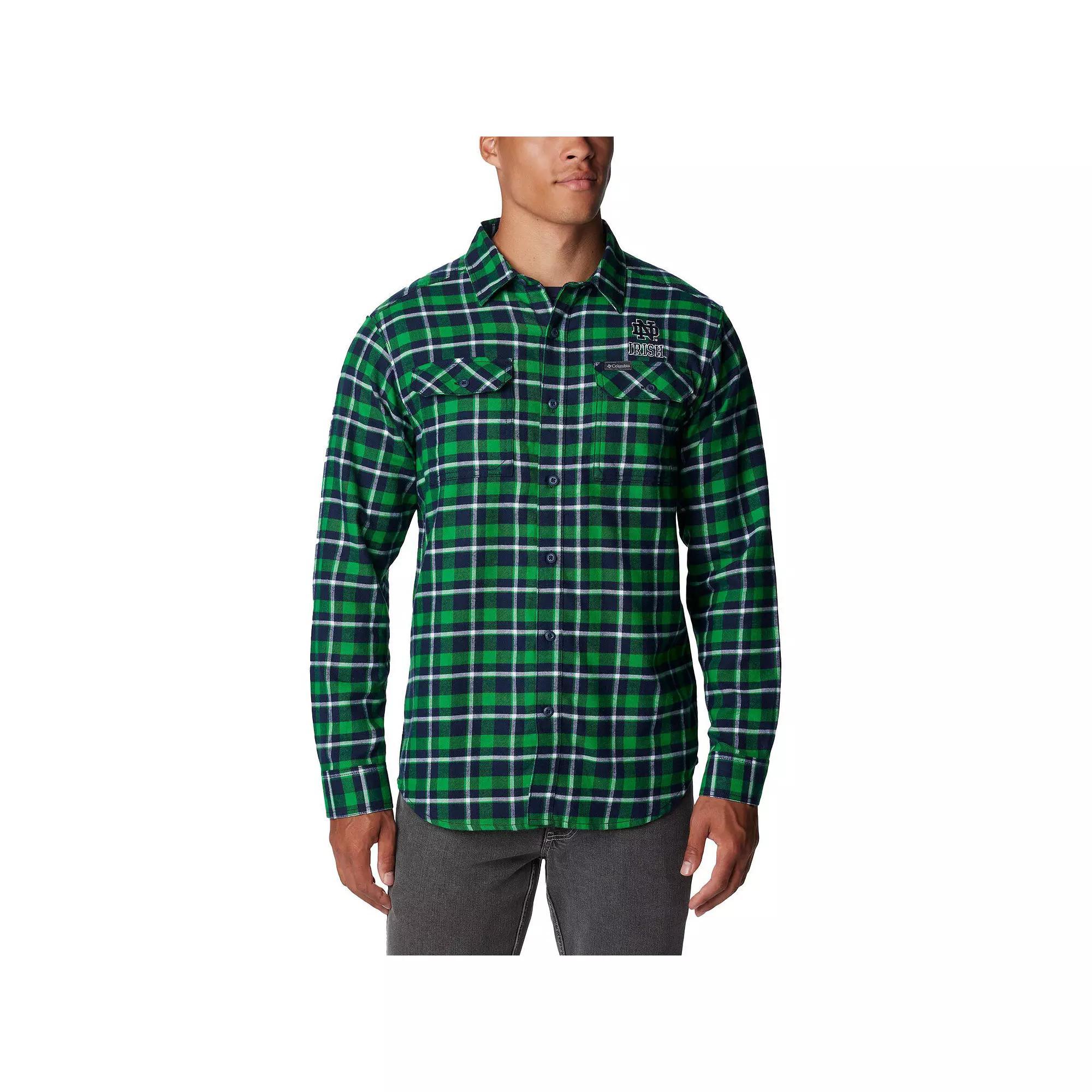 Columbia  Green Notre Dame Fighting Irish Flare Gun Flannel Long Sleeve Shirt, Men's, Size: Small Product Image