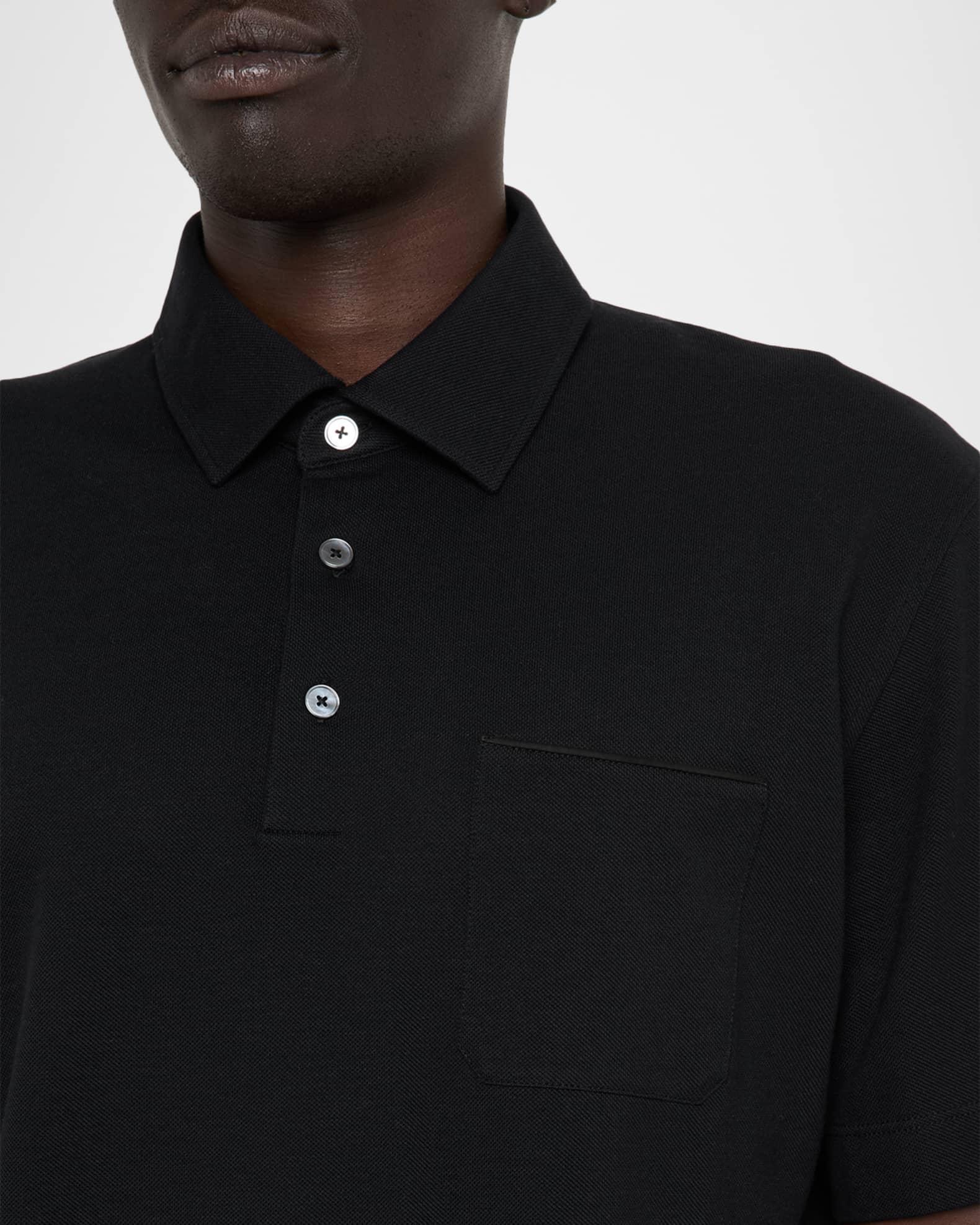 Men's Cotton Polo Shirt with Leather-Trim Pocket Product Image