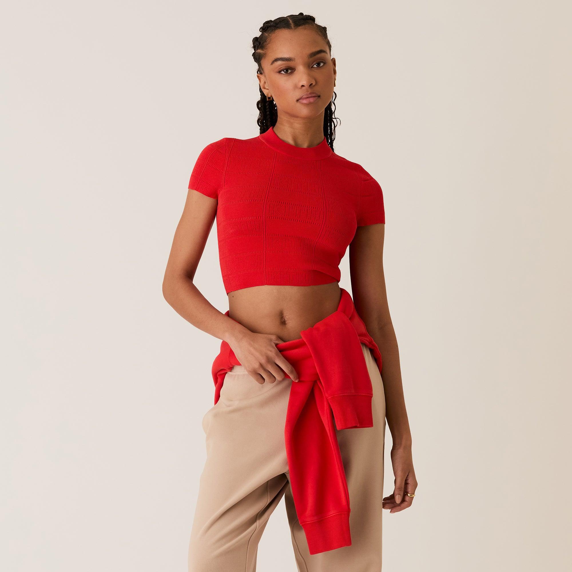 Kith Women Arys Monogram Pointelle Tee - Cinnabar Female Product Image