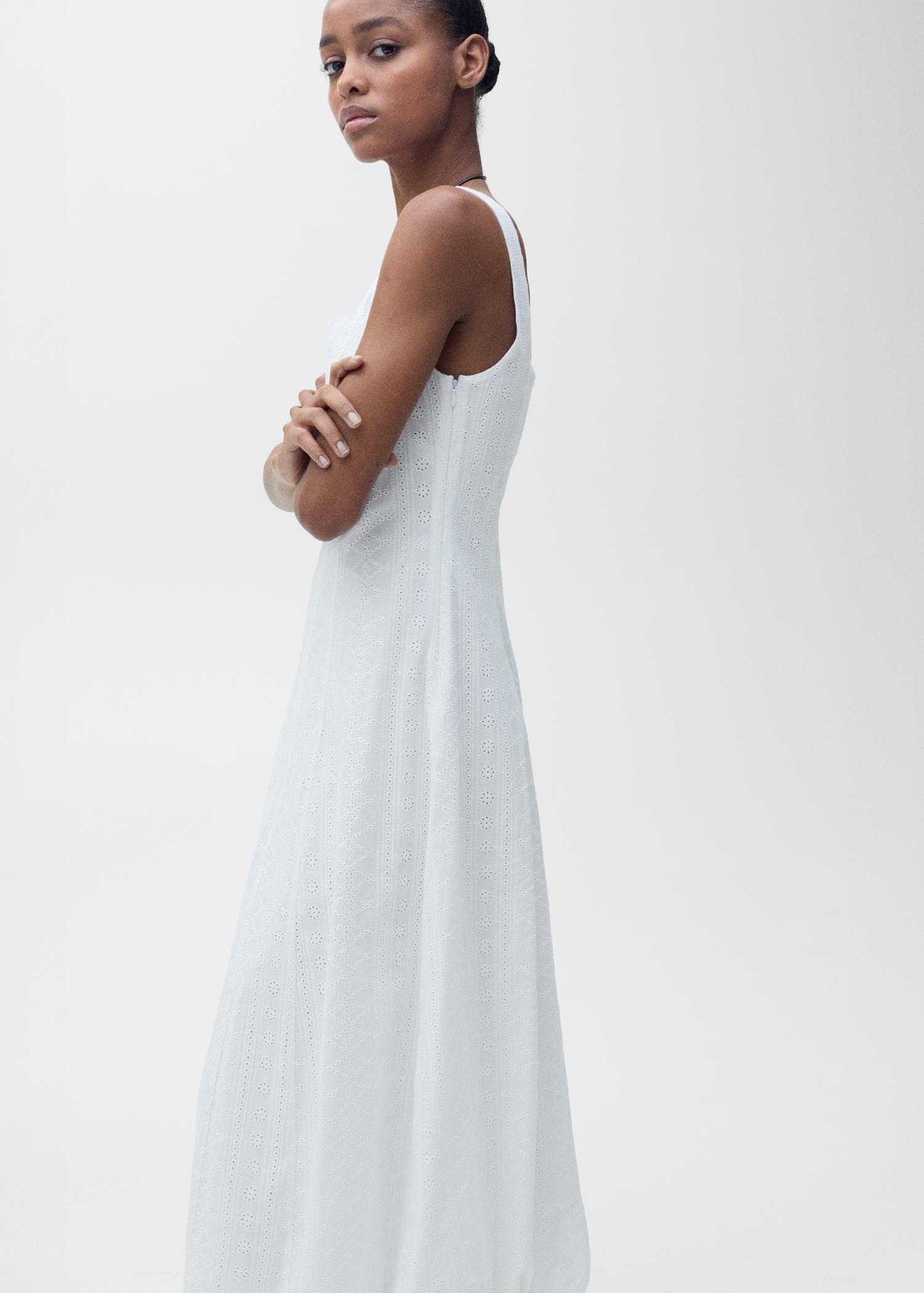Embroidered dress with puffed hem - Women | MANGO USA Product Image
