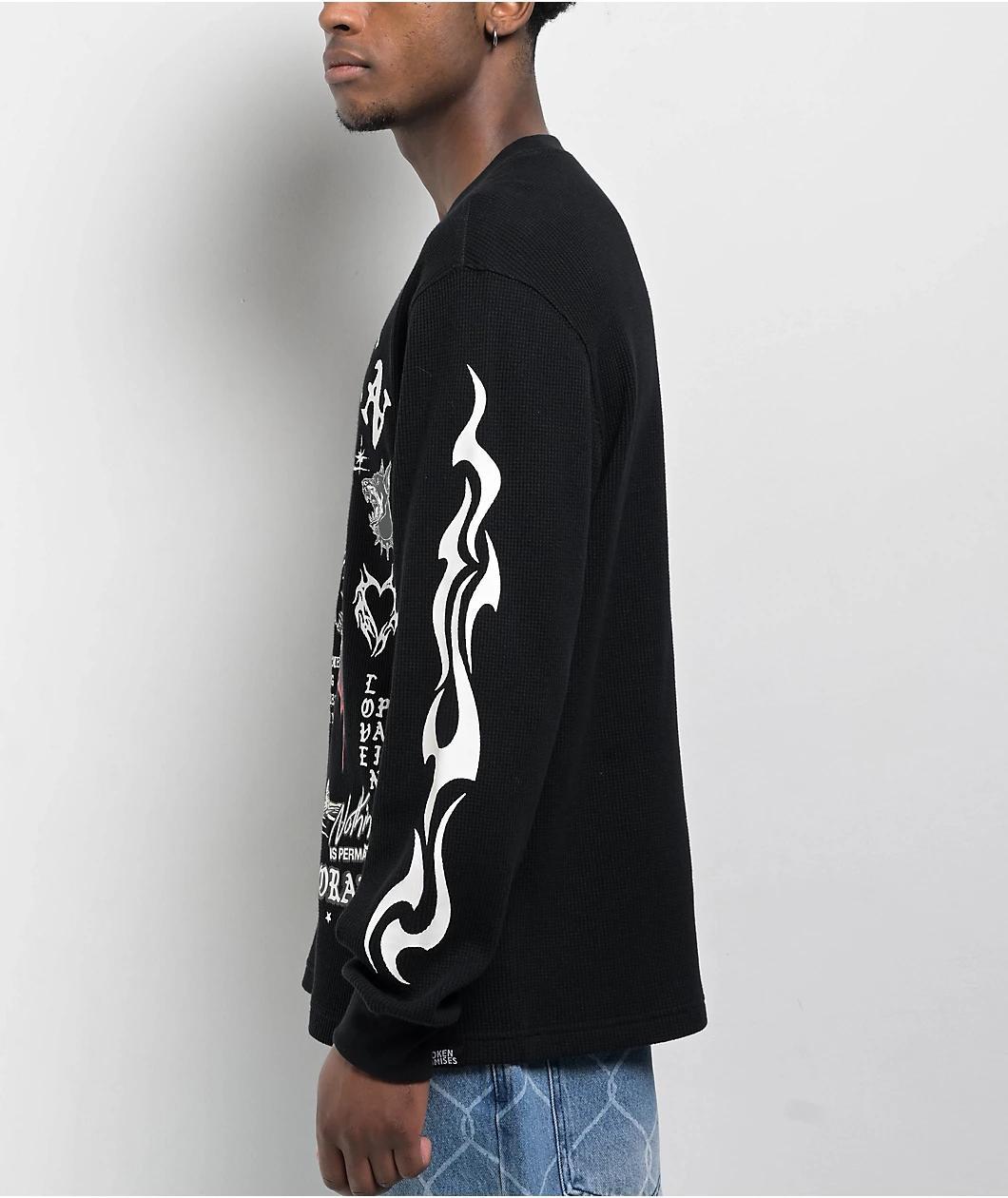 Broken Promises Temporary Black Thermal Long Sleeve T-Shirt Product Image