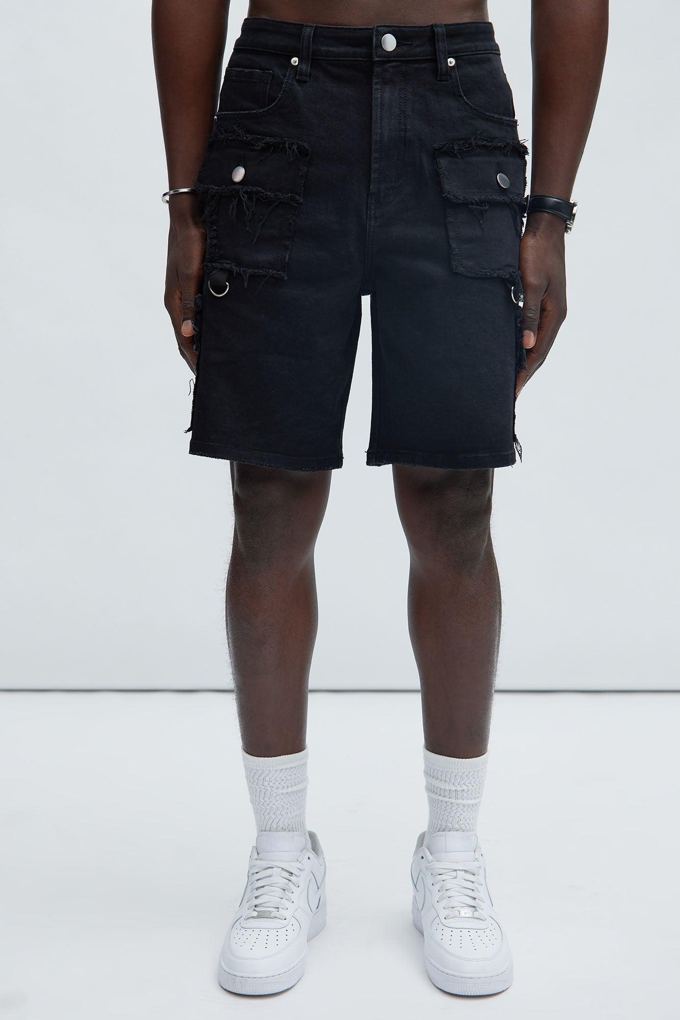 More Than Two Twill Cargo Shorts - Black Product Image