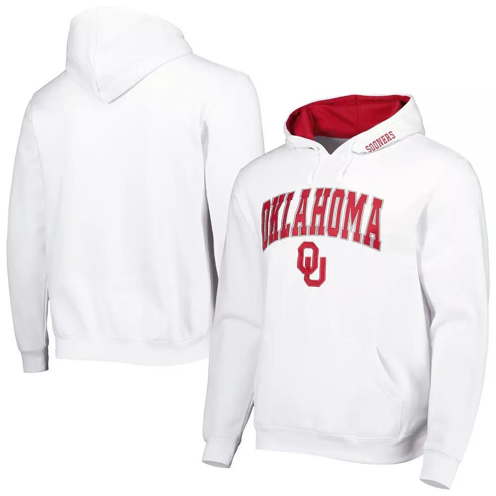 Men's Colosseum White Oklahoma Sooners Arch & Team Logo 3.0 Pullover Hoodie, Size: XL Product Image