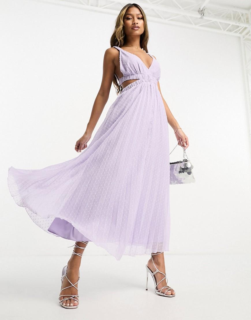 ASOS DESIGN pleat plunge neck midi dress with elasticated straps and back Product Image