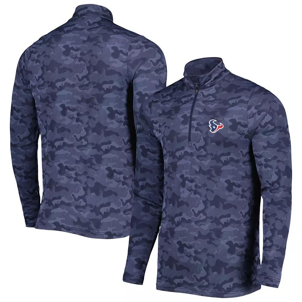 Mens Antigua Houston Texans Brigade Quarter-Zip Sweatshirt Blue Product Image