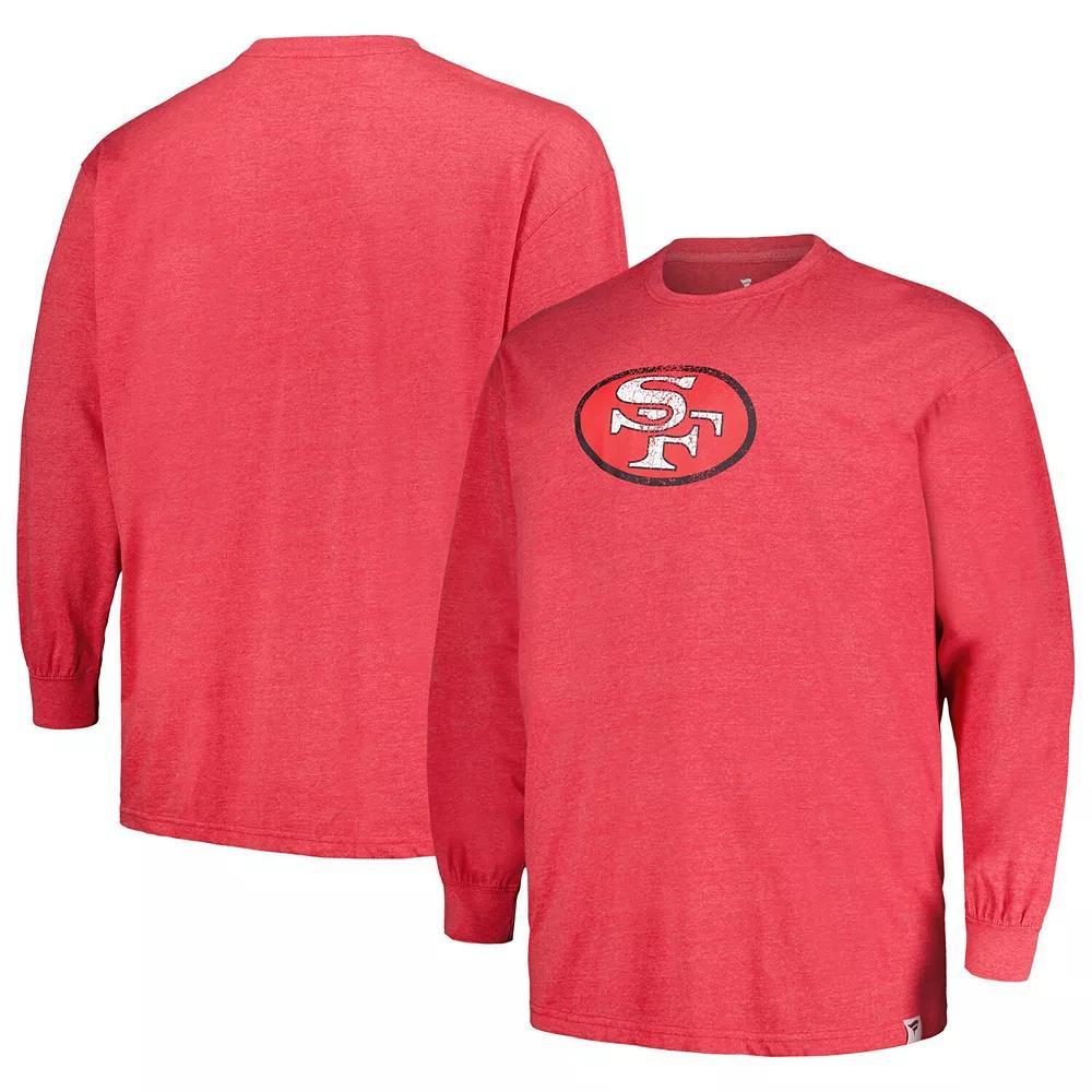 Mens Profile Heather Scarlet San Francisco 49ers Big & Tall Throwback Long Sleeve T-Shirt Product Image