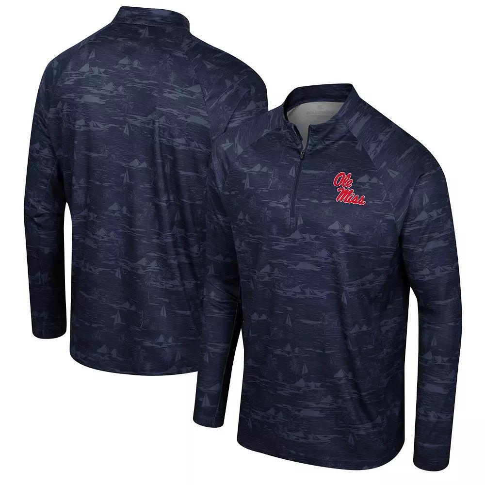 Men's Colosseum Navy Ole Miss Rebels Carson Raglan Quarter-Zip Jacket, Size: Large, Blue Product Image