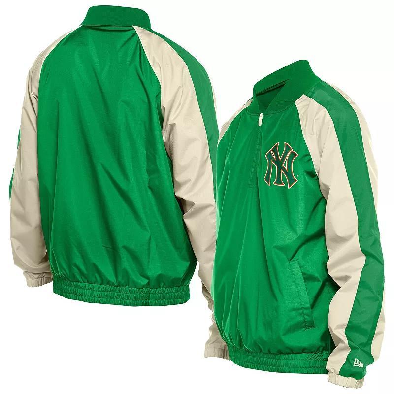 Men's New Era Kelly Green Atlanta Braves St. Patrick's Day Ripstop Raglan Quarter-Zip Windbreaker, Size: Small Product Image