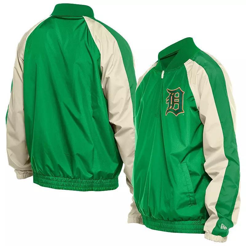 Men's New Era Kelly Green Atlanta Braves St. Patrick's Day Ripstop Raglan Quarter-Zip Windbreaker, Size: Small Product Image
