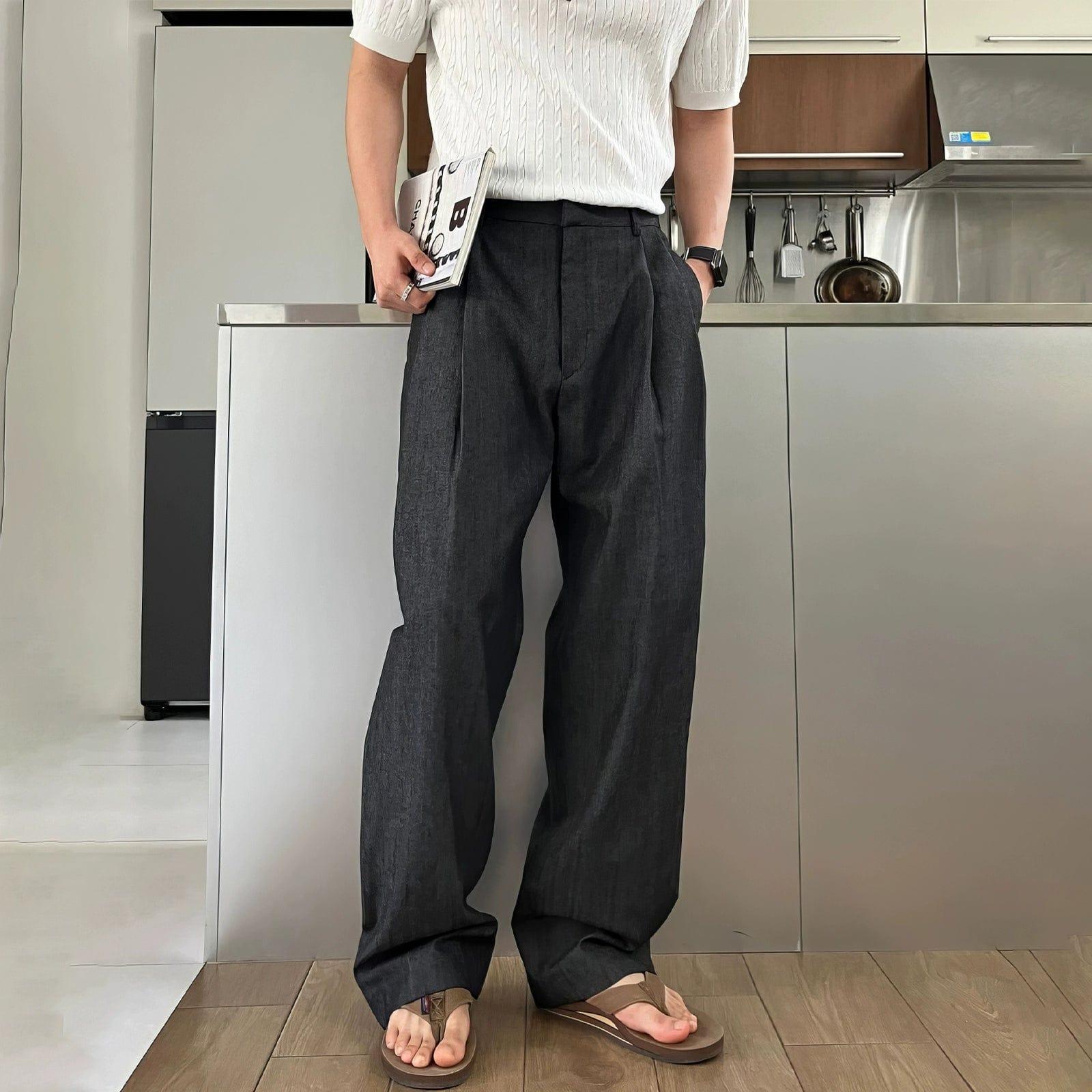 RT No. 11733 FOLDED PLEATED STRAIGHT SUIT PANTS Product Image