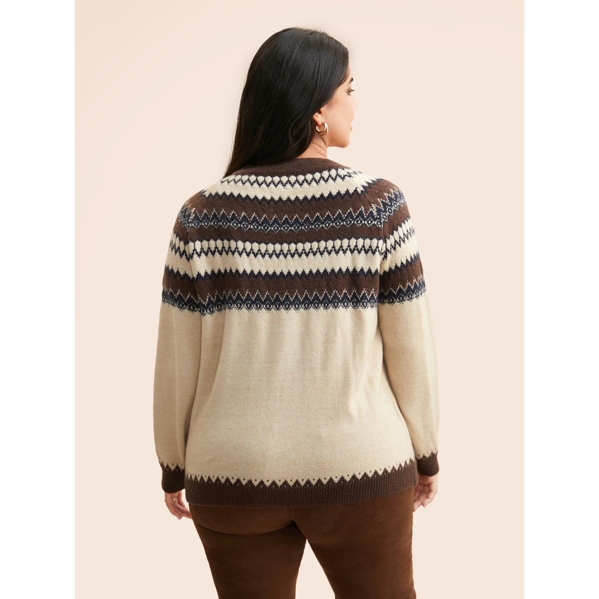 Plus Size Supersoft Essentials Bandana Jacquard Pocket Cardigan DarkBrown Women Casual Loose Long Sleeve Everyday Cardigans BloomChic 30/6X Product Image