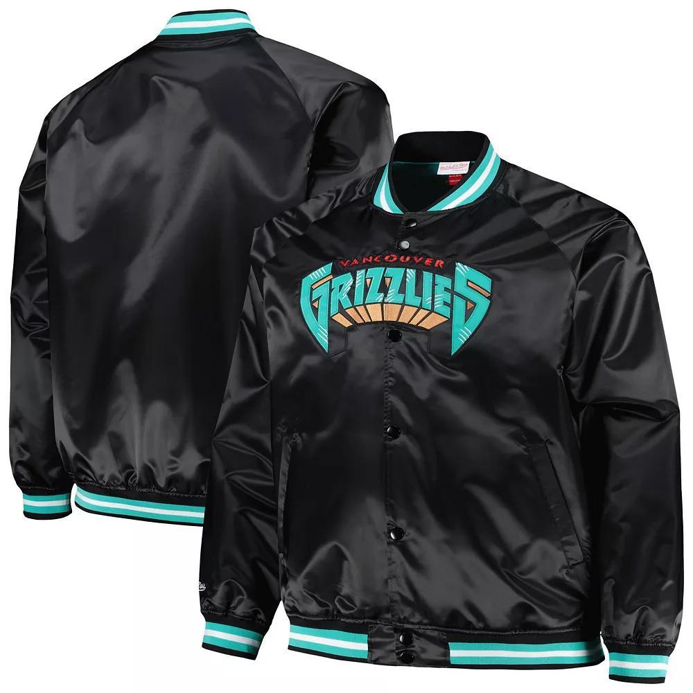 Men's Mitchell & Ness Black Vancouver Grizzlies Big & Tall Hardwood Classics Wordmark Satin Raglan Full-Zip Jacket, Size: 3XB, Nba Black Product Image