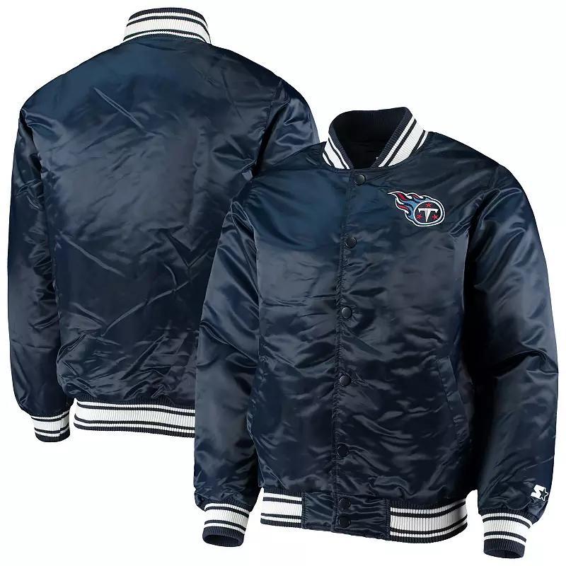 Men's Starter Navy Tennessee Titans Locker Room Satin Varsity Full-Snap Jacket, Size: Large, Blue Product Image