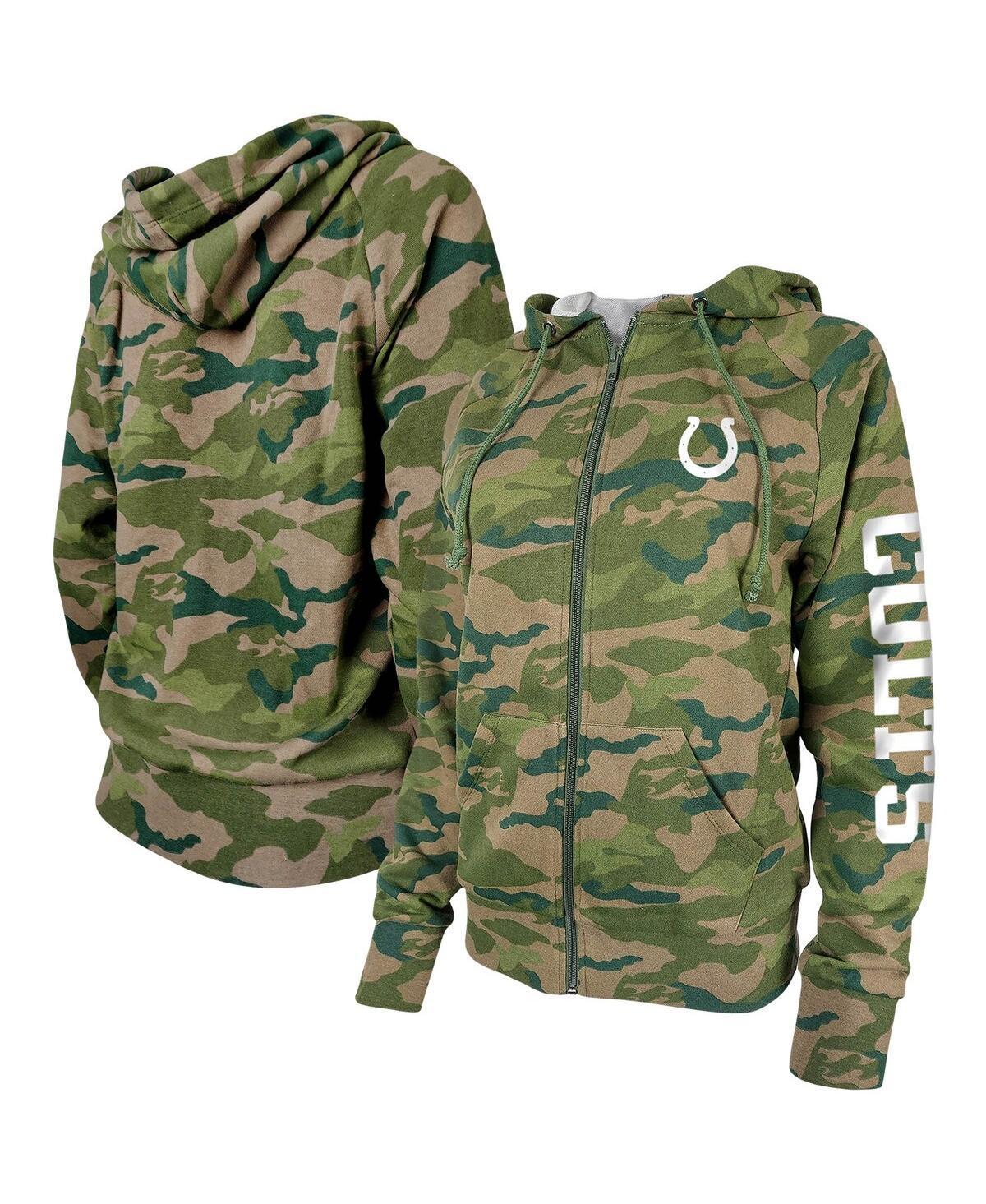 Women's New Era Camo Indianapolis Colts Raglan Full-Zip Hoodie, Size: 2XL, Green Product Image