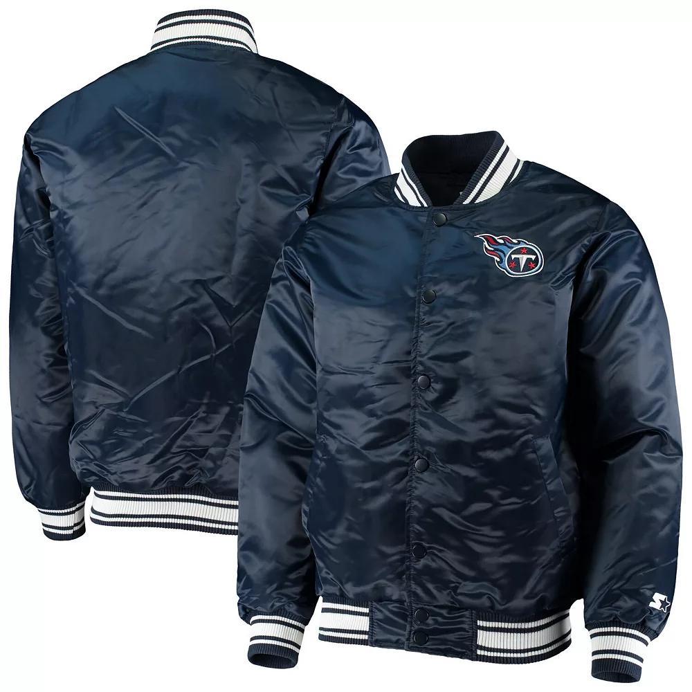 Men's Starter Navy Tennessee Titans Locker Room Satin Varsity Full-Snap Jacket, Size: Large, Blue Product Image
