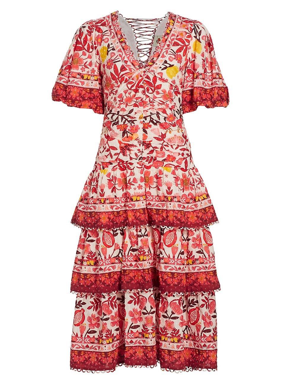 Womens Romantic Orchard Tiered Midi-Dress Product Image