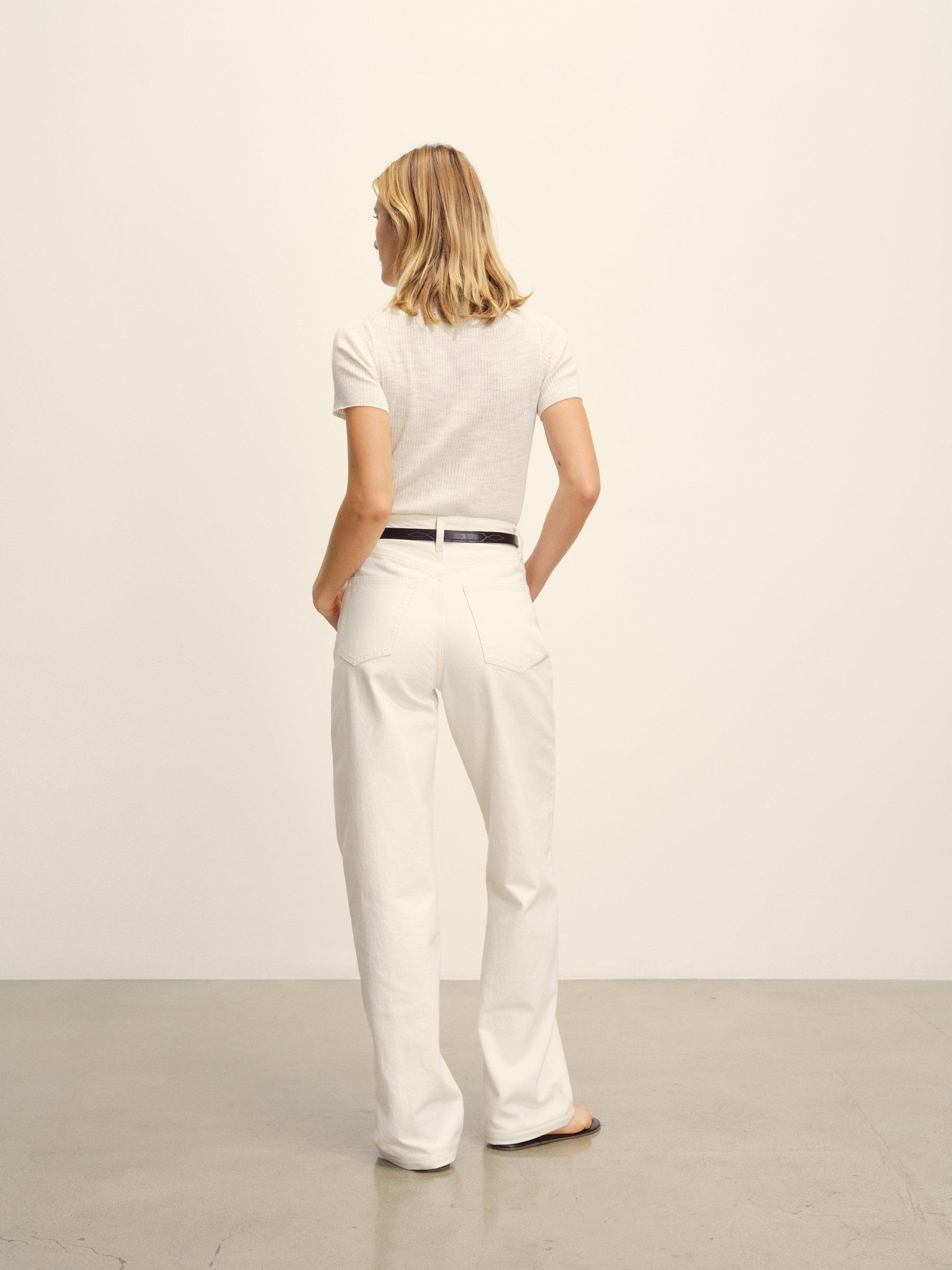 Soft White Coastal Linen Rib Tee Product Image