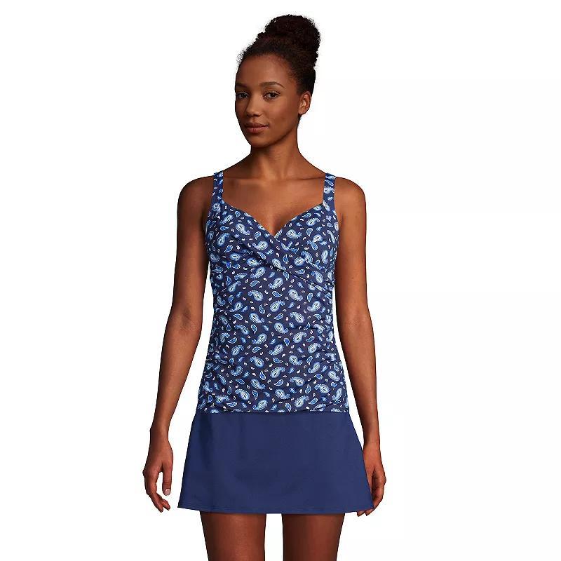 Women's Lands' End Bust Enhancer UPF 50 Underwire Tummy Control Tankini Swimsuit Top, Size: 12, Black Havana Floral Product Image