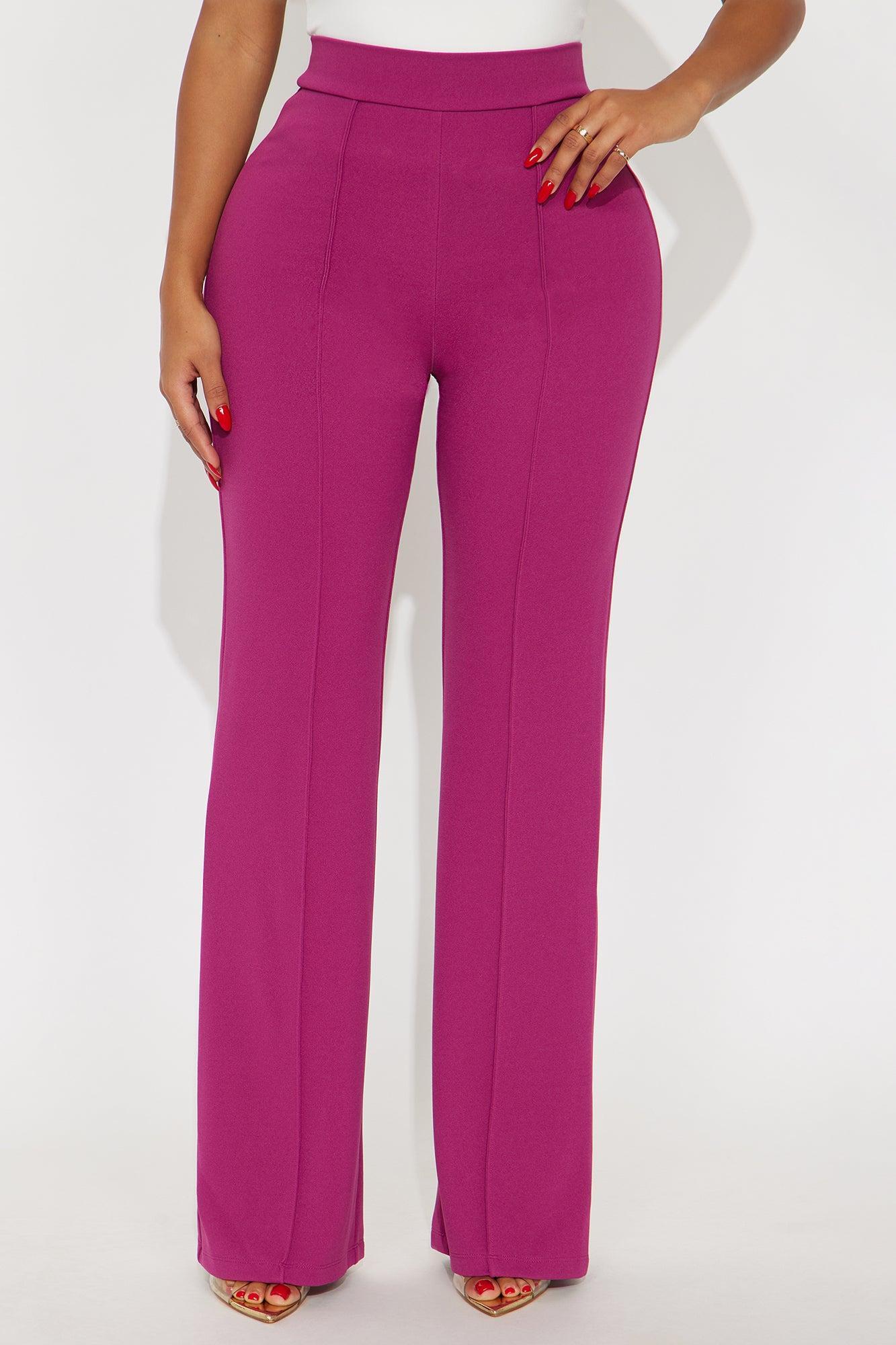 Victoria High Waisted Dress Pants - Raspberry Product Image