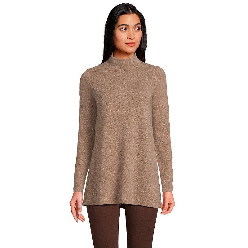 Women's Lands' End Cashmere Mock Neck Swing Tunic Sweater, Size: Large, Fresh Ivory Product Image