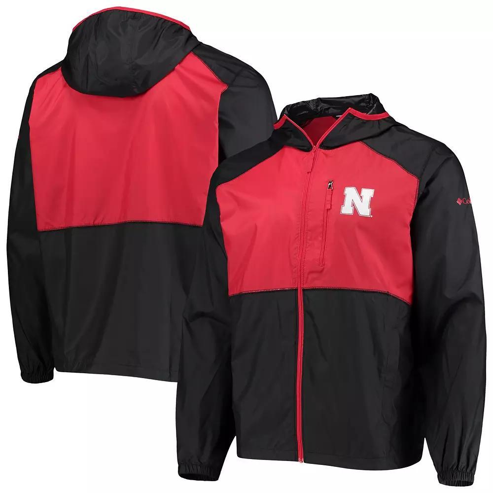 Men's Columbia Black/Scarlet Nebraska Huskers Flash Forward Hoodie Full-Zip Lightweight Windbreaker, Size: Small Product Image