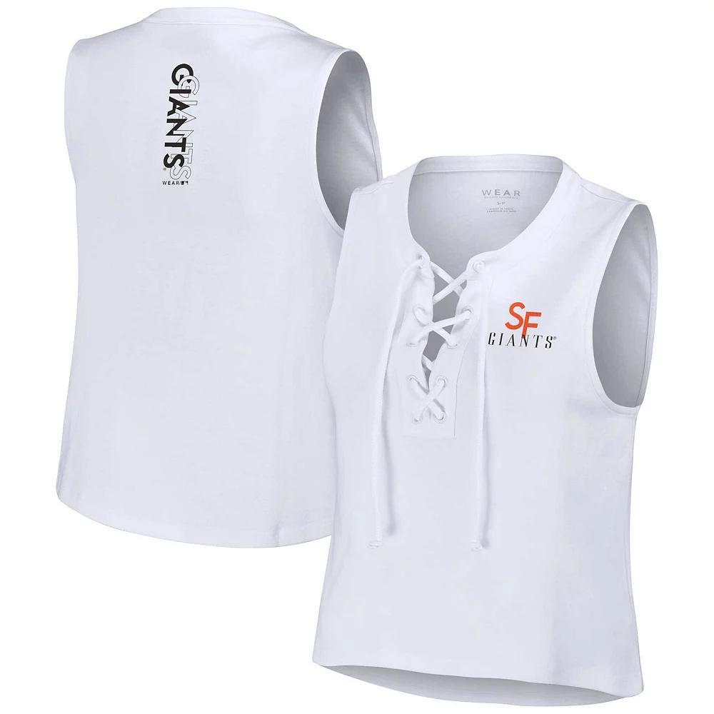 Women's WEAR by Erin Andrews White San Francisco Giants Lace-Up Tank Top, Size: Medium Product Image