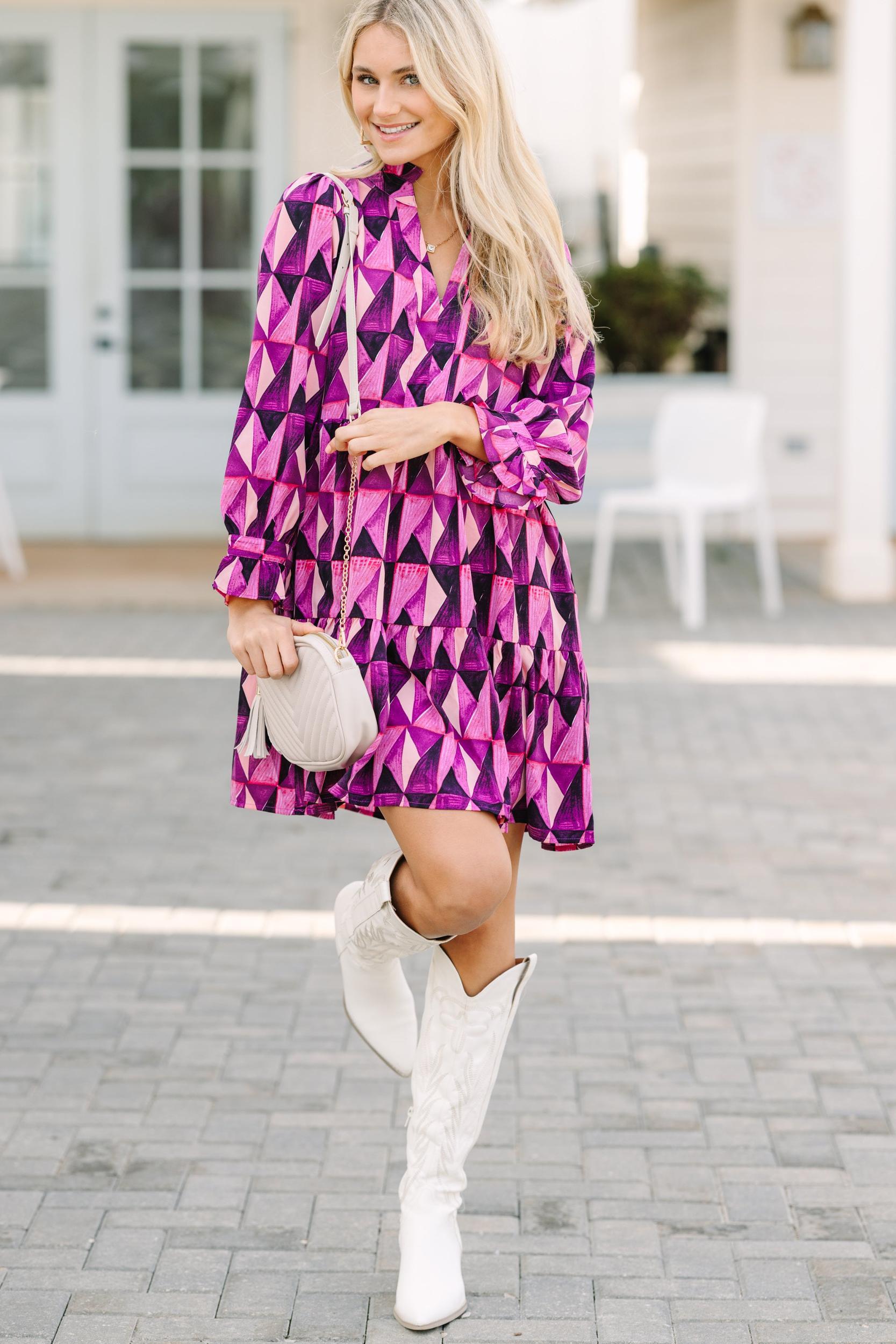 Can't Go Back Magenta Purple Abstract Dress Female Product Image