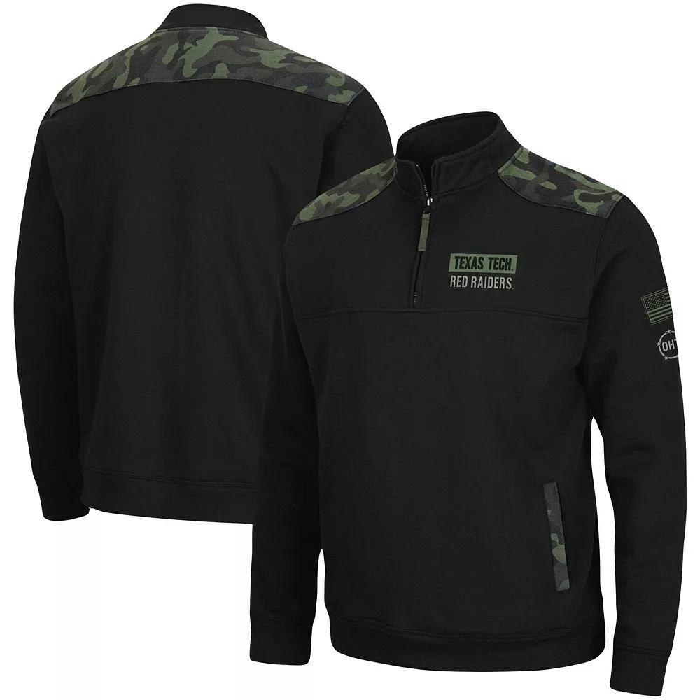 Men's Colosseum Black Louisville Cardinals OHT Military Appreciation Commo Fleece Quarter-Zip Jacket, Size: Medium Product Image