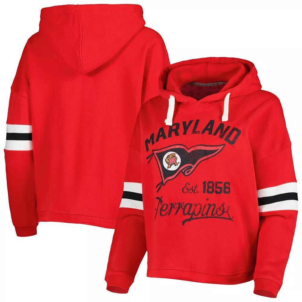 Women's Pressbox Red Maryland Terrapins Super Pennant Pullover Hoodie, Size: Small Product Image