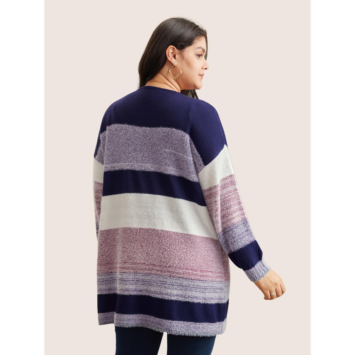 Plus Size Plaid Pocket Open Front Loose Cardigan Multicolor Women Casual Loose Long Sleeve Everyday Cardigans BloomChic 14-16/1X Product Image