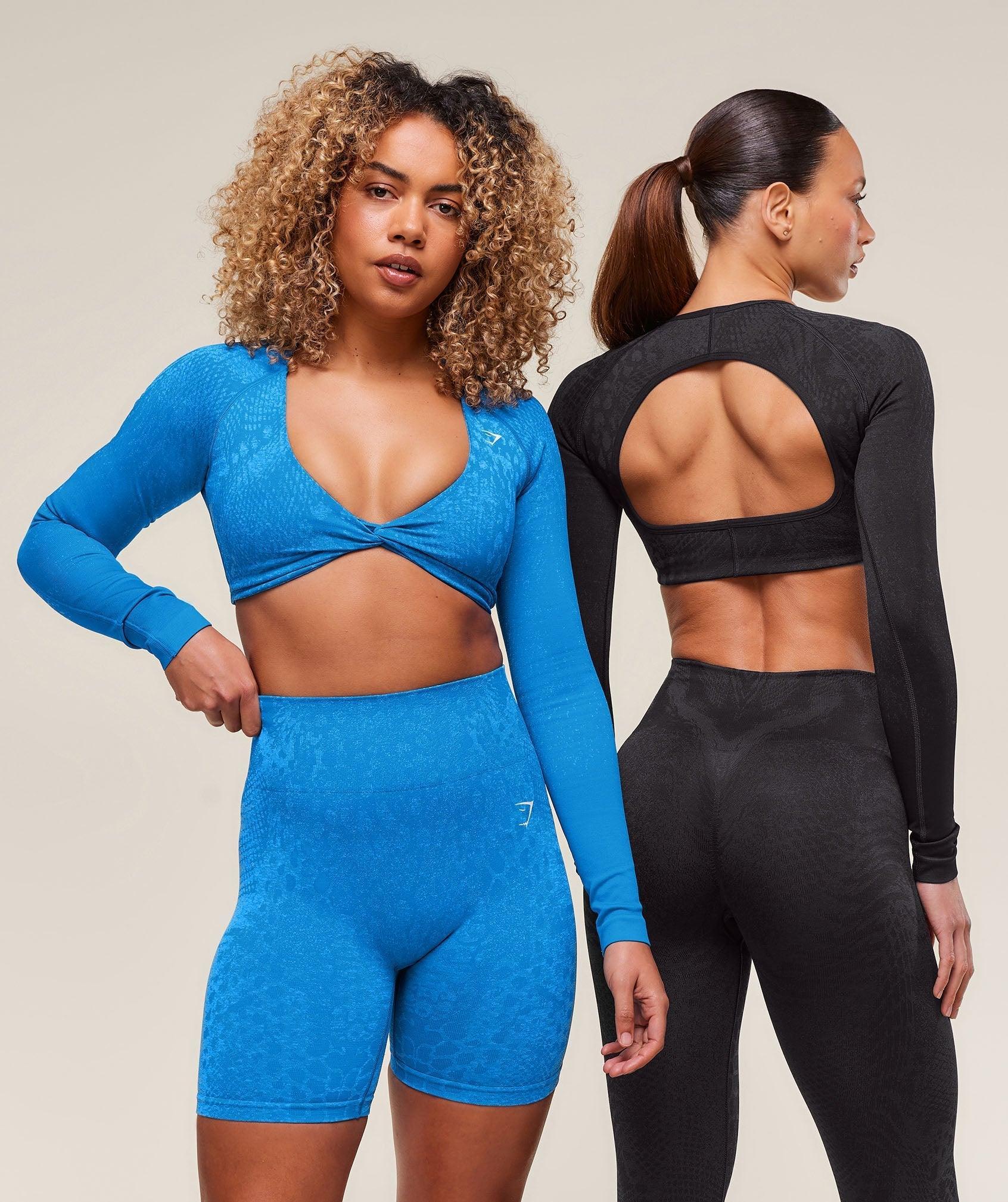 Gymshark Adapt X Whitney Animal Seamless Long Sleeve Top - Black/Asphalt Grey Female Product Image