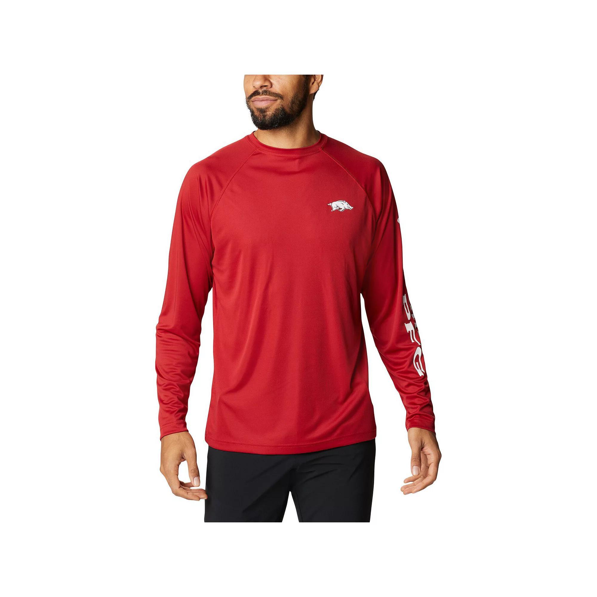 Men's Columbia Cardinal Arkansas Razorbacks Terminal Tackle Omni-Shade Raglan Long Sleeve T-Shirt, Size: Large, Red Product Image