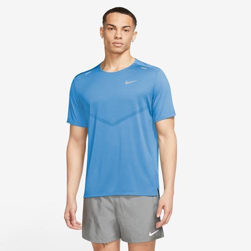 Nike Mens Nike Dri-Fit Rise 365 Short Sleeve T-Shirt - Mens Silver/Blue Product Image