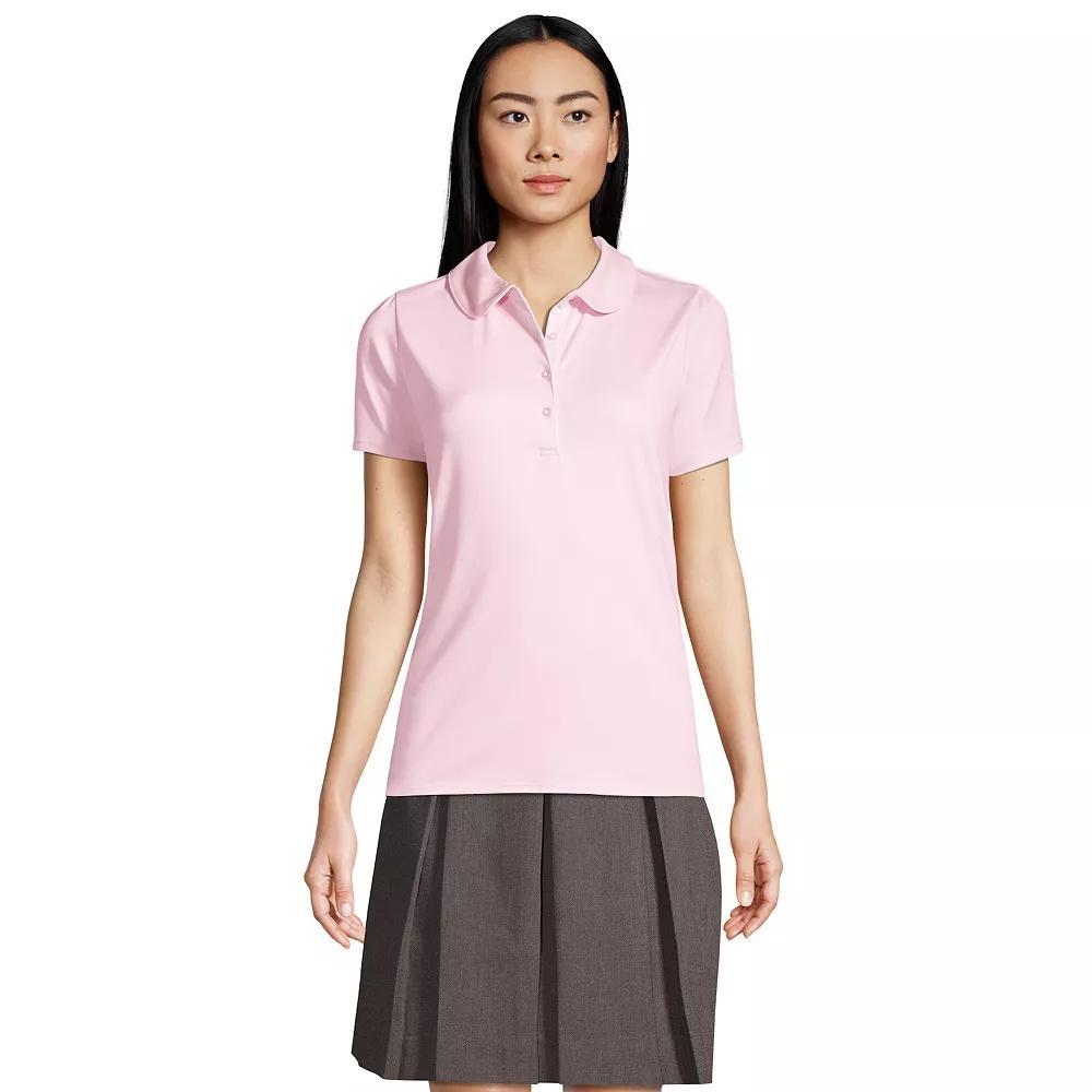 Women's Lands' End Short Sleeve Cotton Performance Polo Shirt, Size: Medium, White Product Image