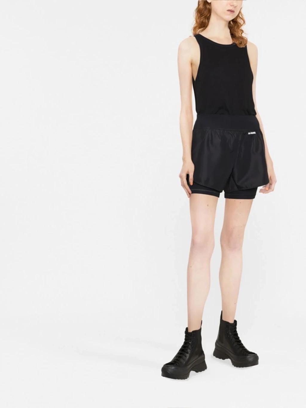 JIL SANDER Logo Tech Layered Running Shorts In Black Product Image