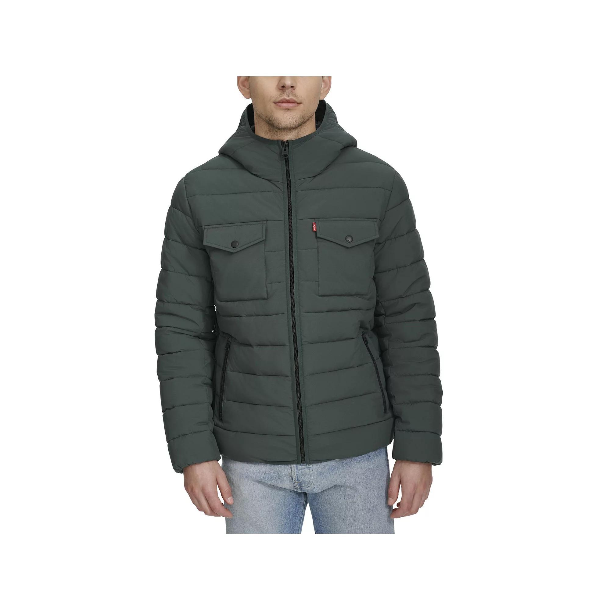 Mens Levis Stretch Two Pocket Quilted Hooded Jacket Product Image