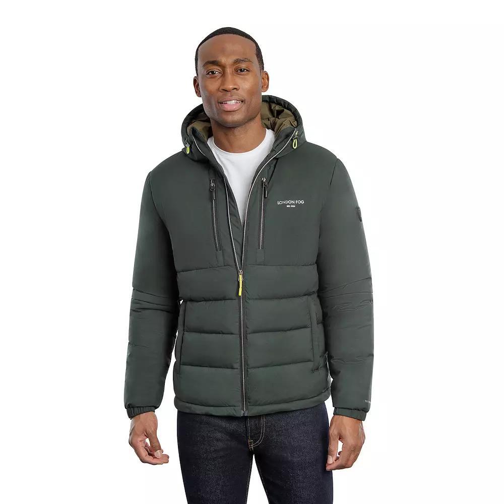 Men's London Fog Flex Stretch Hooded Puffer Coat, Size: XL, Black Product Image