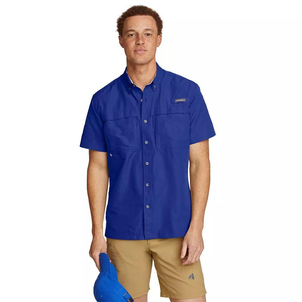 Big & Tall Eddie Bauer Ripstop Guide Short Sleeve Button Down Shirt, Men's, Size: XL Tall, Blue Product Image