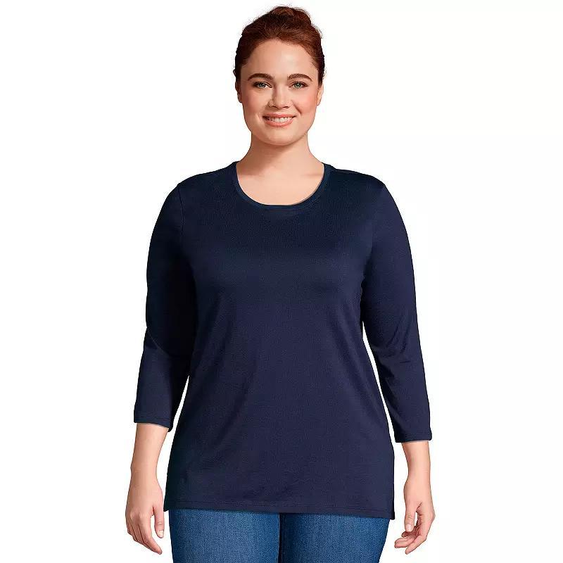Plus Size Lands' End Supima Cotton Relaxed Fit Crewneck Tunic, Women's, Size: 3XL, Radiant Blue Product Image