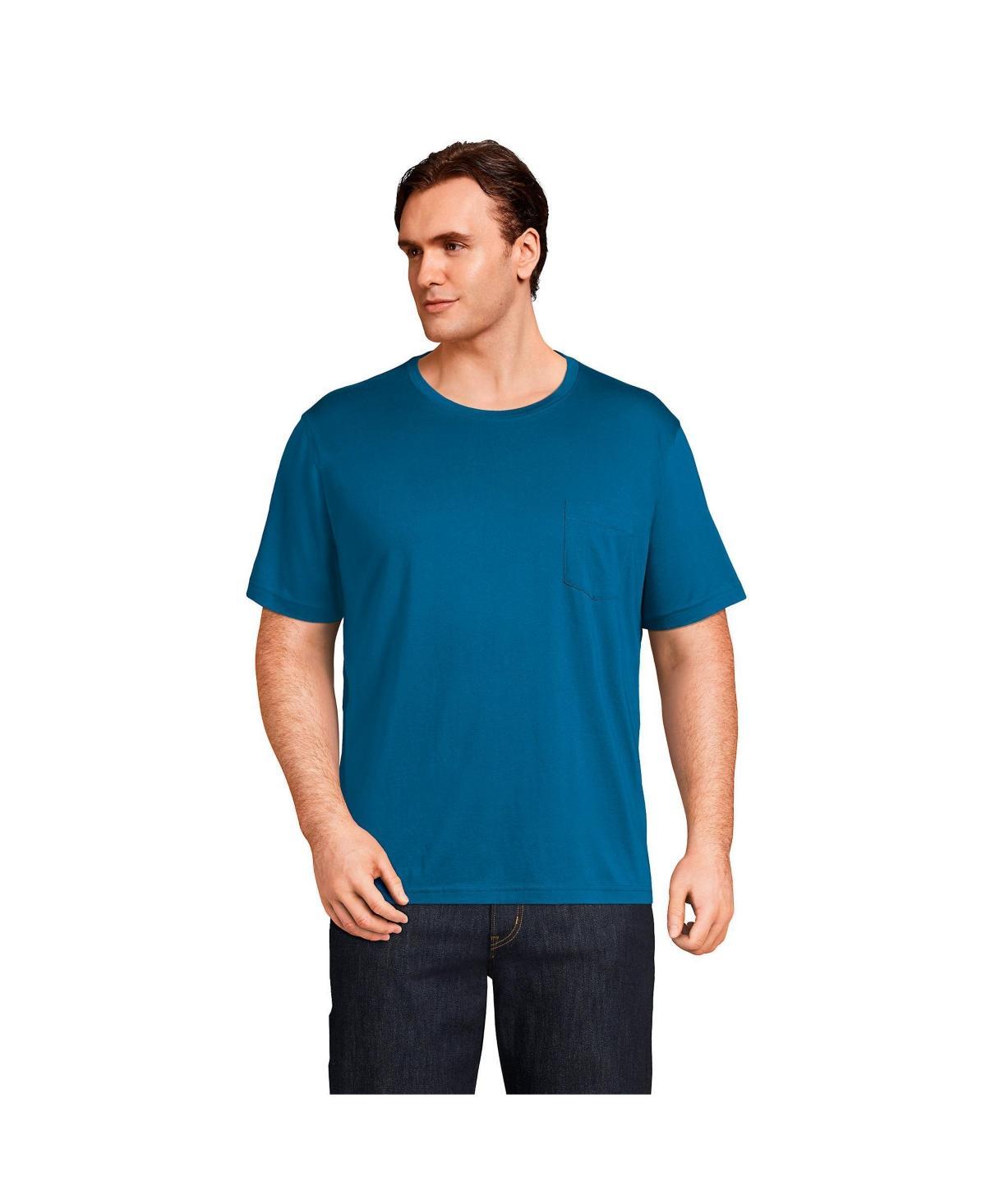 Big & Tall Lands End Supima Pocket Tee, Mens Radiant Blue Product Image