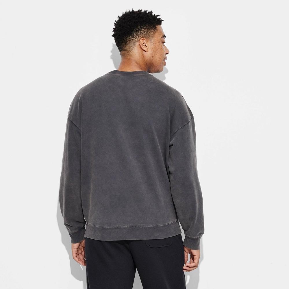 Men's Oversized- Crew Neck SweatShirt - Original Use™ Hematite M: Midweight, Pullover, Ribbed Cuff Product Image