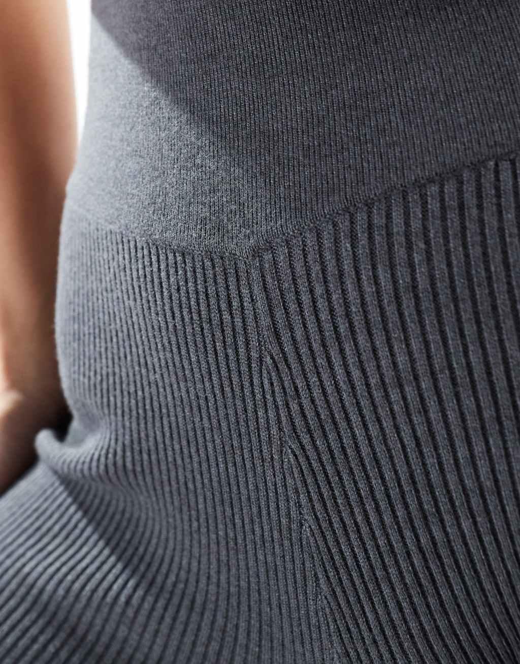 Miss Selfridge rib knit cozy leggings in charcoal heather Product Image