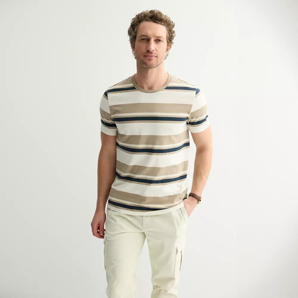 Men's Sonoma Goods For Life® Supersoft Crewneck Tee, Size: Medium, Beige Stripe Product Image