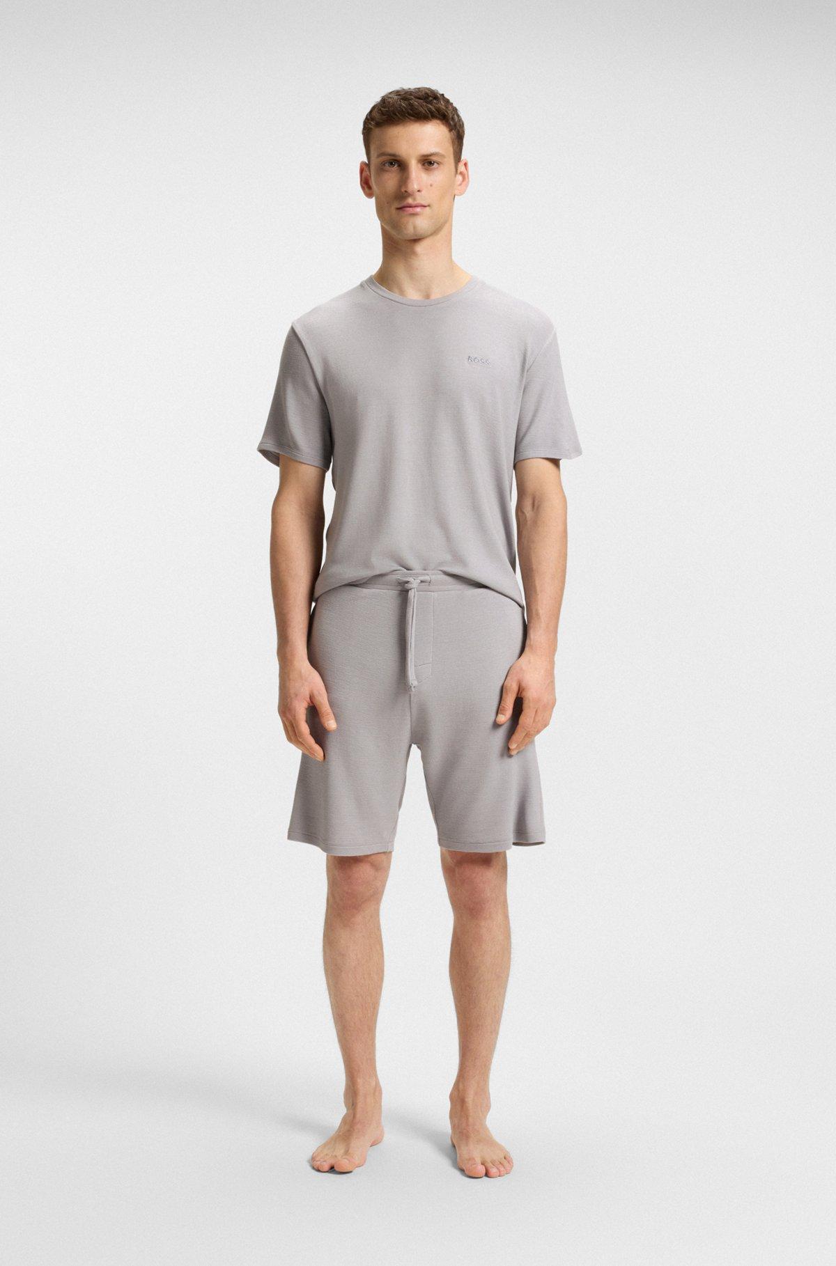 BOSS - Stretch-jersey pajama shorts with embroidered logo - Light Grey Product Image