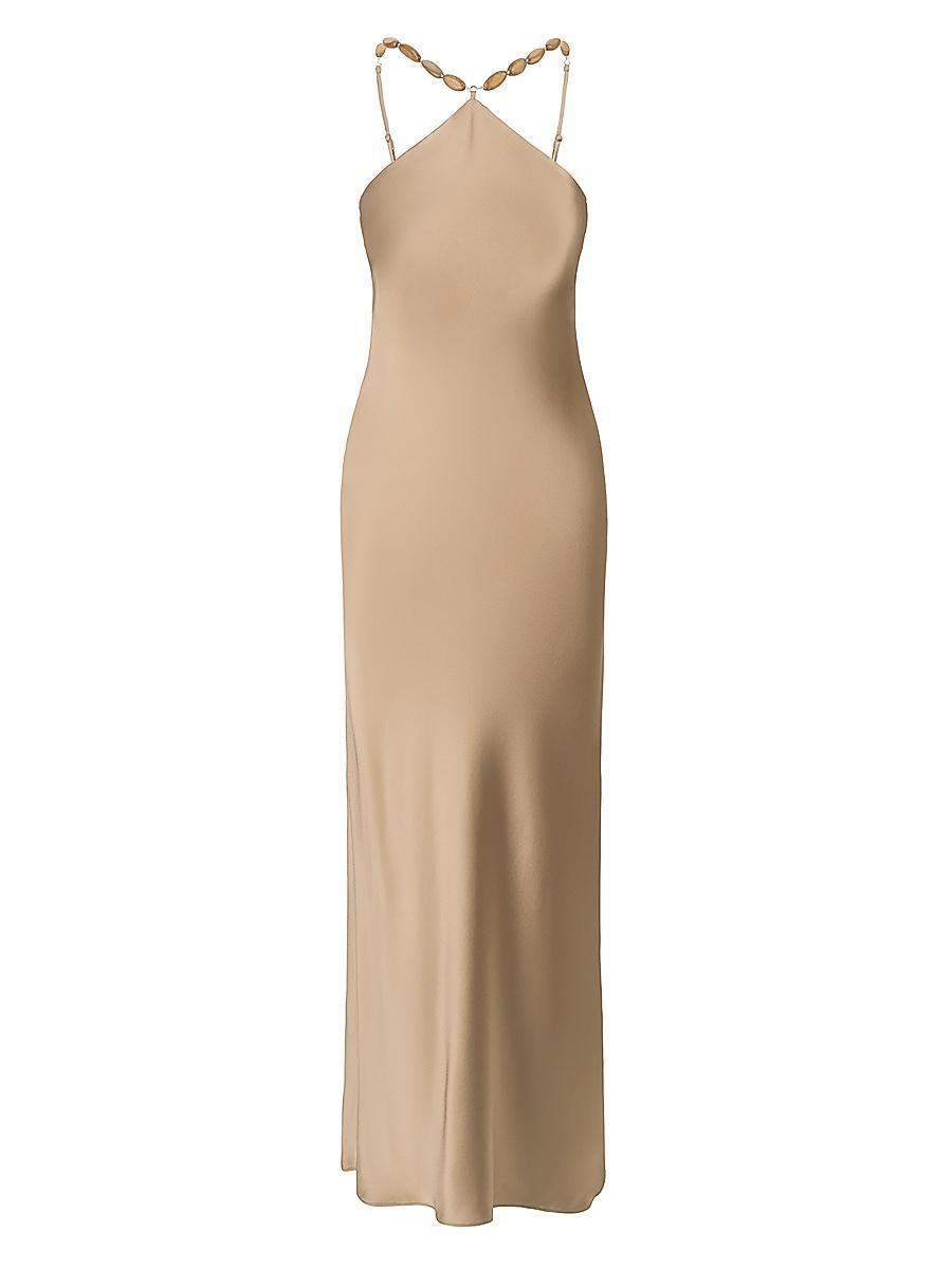 Womens Cadence Beaded Satin Maxi Dress Product Image
