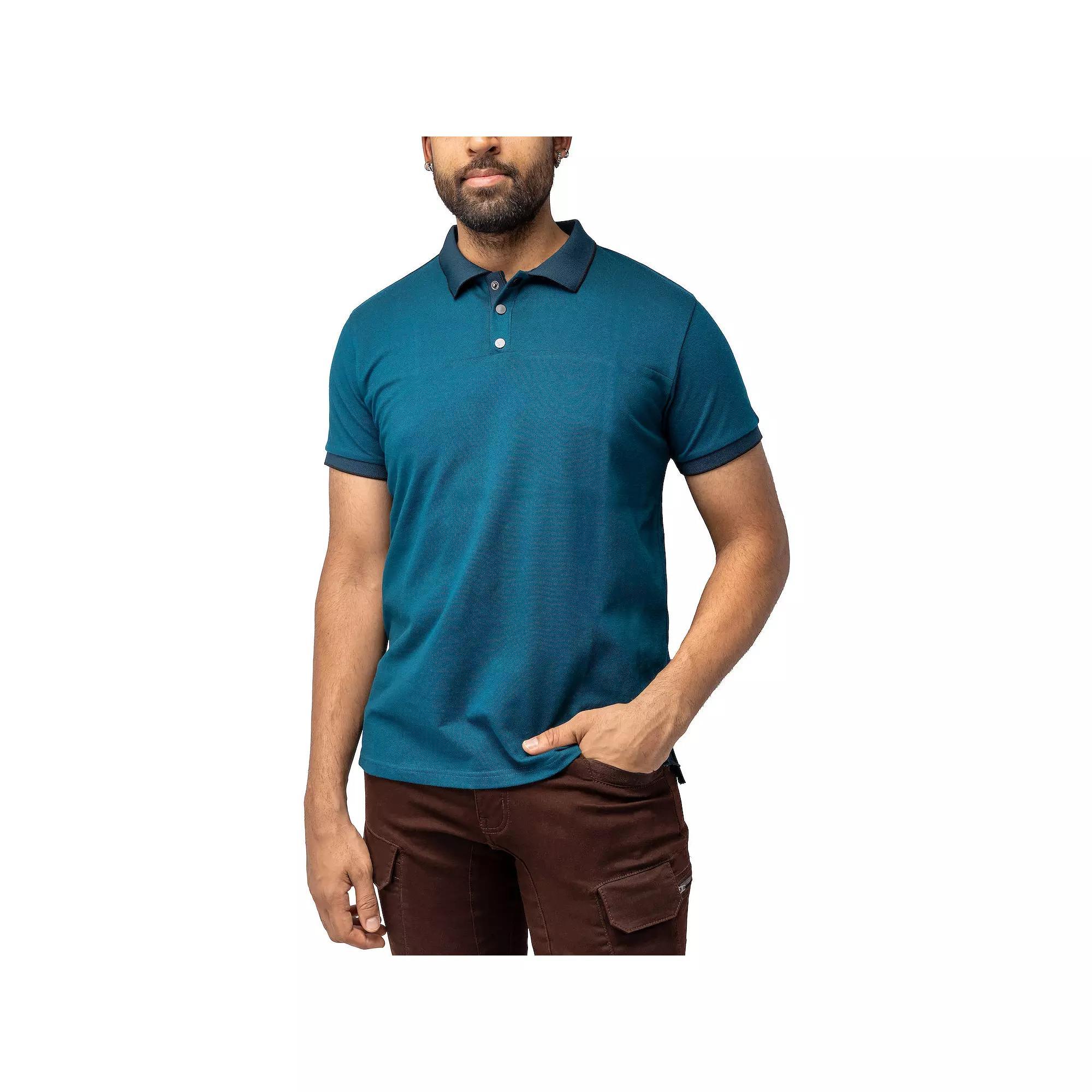 Men's Xray Short Sleeve Pieced Pique Tipped Polo, Size: Small, Blue Product Image