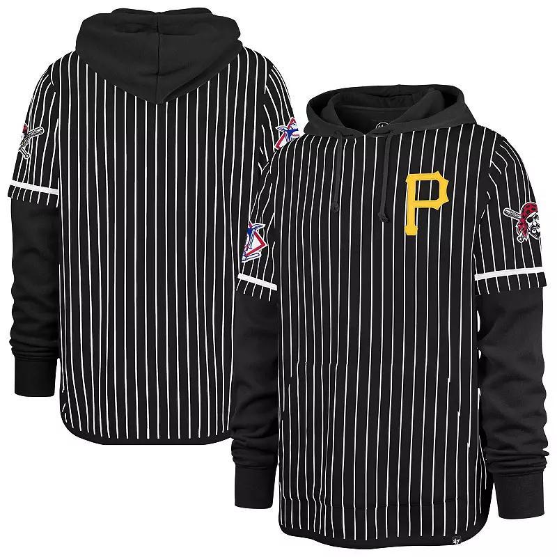 Men's '47  Royal Chicago Cubs Pinstripe Double Header Pullover Hoodie, Size: XL, Blue Product Image