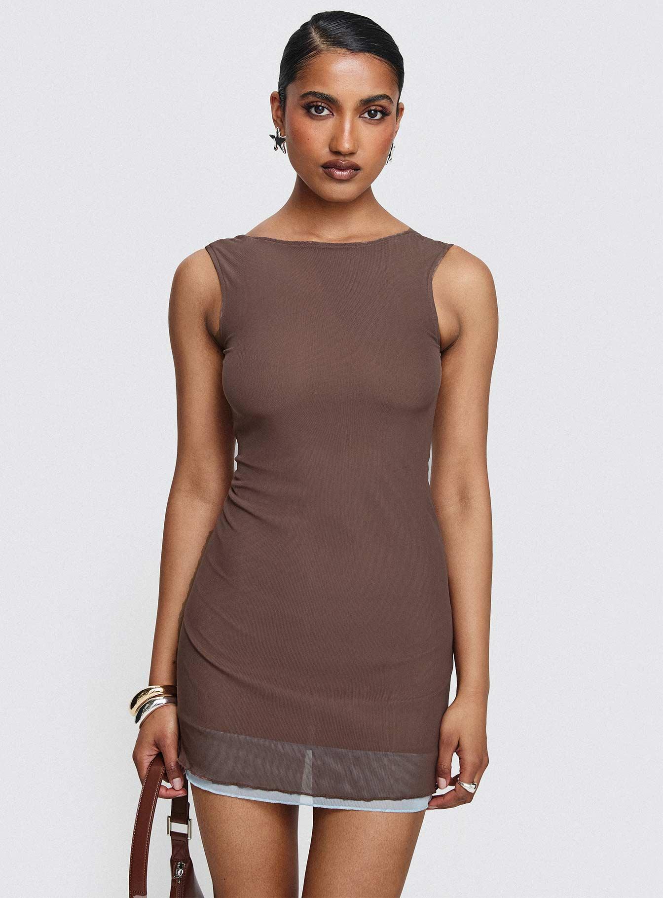 Ren Mini Dress Brown/ Blue Product Image