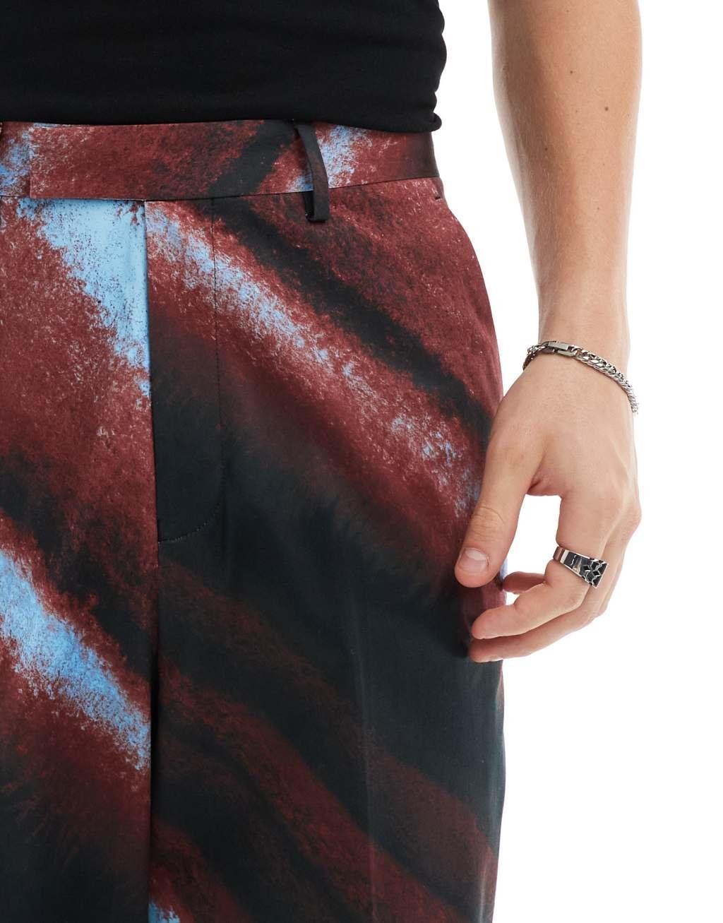 ASOS DESIGN wide leg pants in brown ombre print Product Image